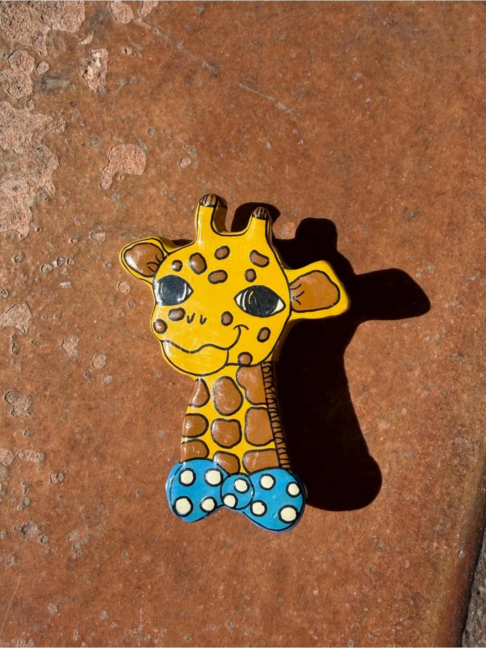 Cute Yellow Giraffe Pin with Blue Bow